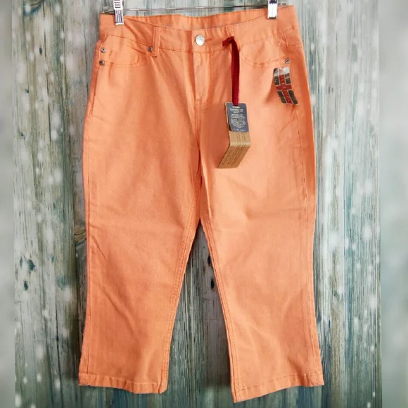 Liverpool Jeans Company Vibrant Orange Capris - Picture 1 of 6